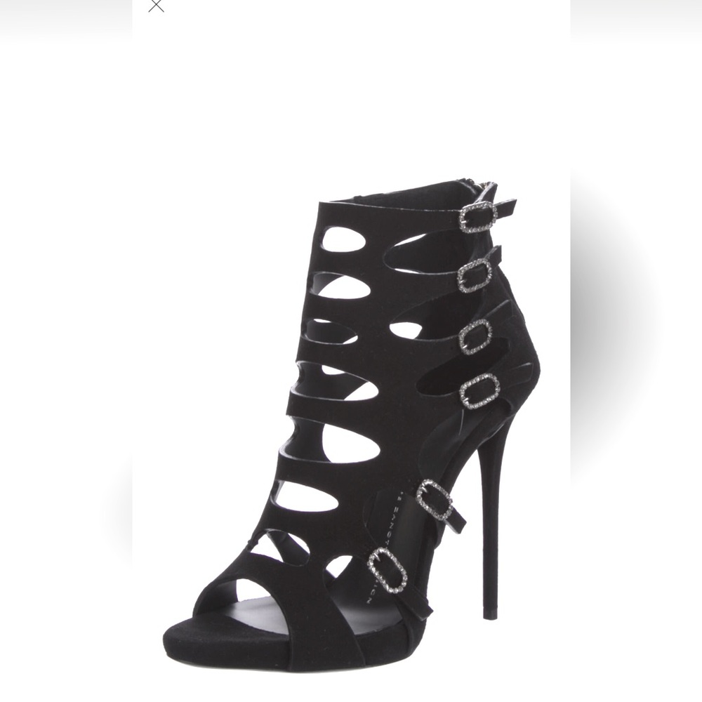 Stylish Giuseppe Zanotti Suede Gladiator Sandals with crystal embellishment